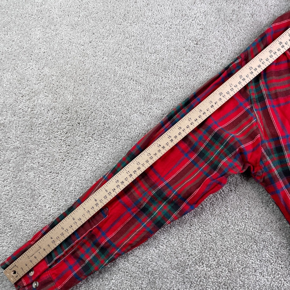 Vintage Sears Shirt Mens XL Red Plaid Flannel Lightweight Button Up Outdoors - Picture 10 of 11